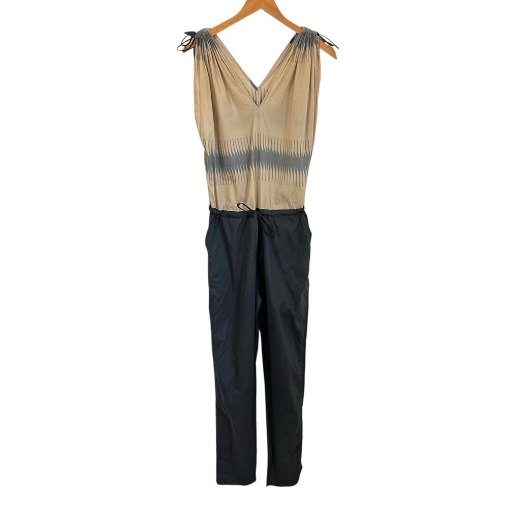 Mare di Latte Womens 100% Cotton Jumpsuit Size 1 US 6 Tan Gray Drawstring Waist